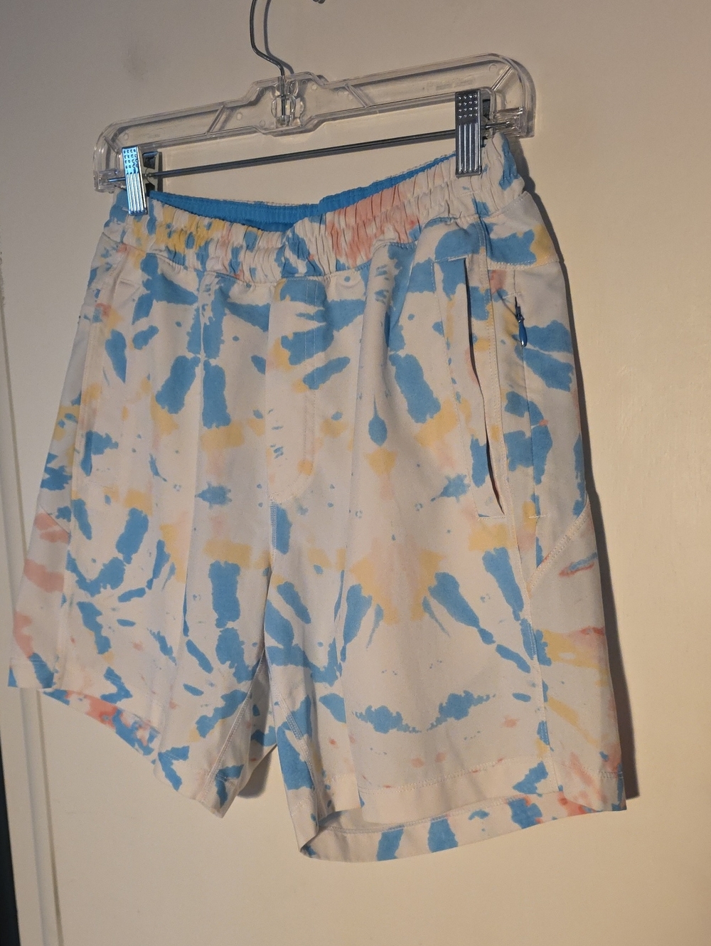 Birddogs Blue, Yellow & Peach Tie-Dye Athletic Shorts Medium Perfect Cond.